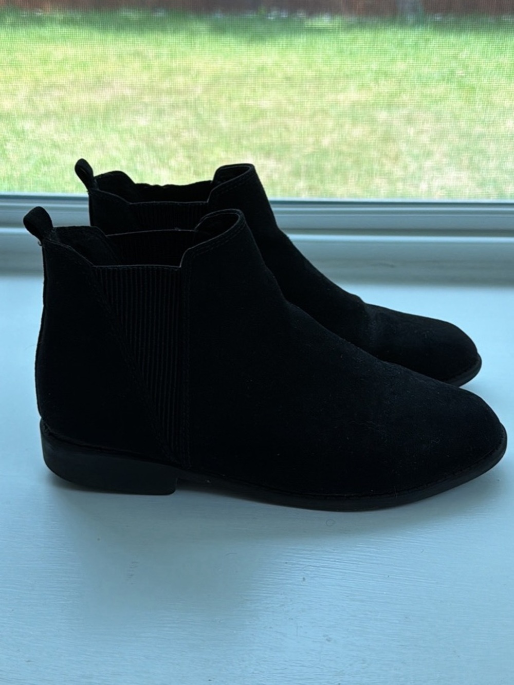 Black Faux Suede Chelsea Ankle Boots